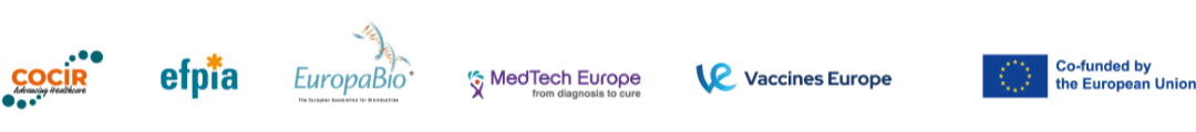 A row of six logos representing COCIR, orfalea, Eurotelemed, MedTech Europe, European Society of Cardiology, and the European Union.