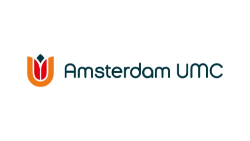 The Amsterdam UMC logo featuring an orange and red tulip icon next to the text "Amsterdam UMC" in a modern sans-serif font.