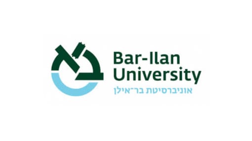 Bar-Ilan University logo featuring a stylized Hebrew letter and text in both English and Hebrew on a white background.