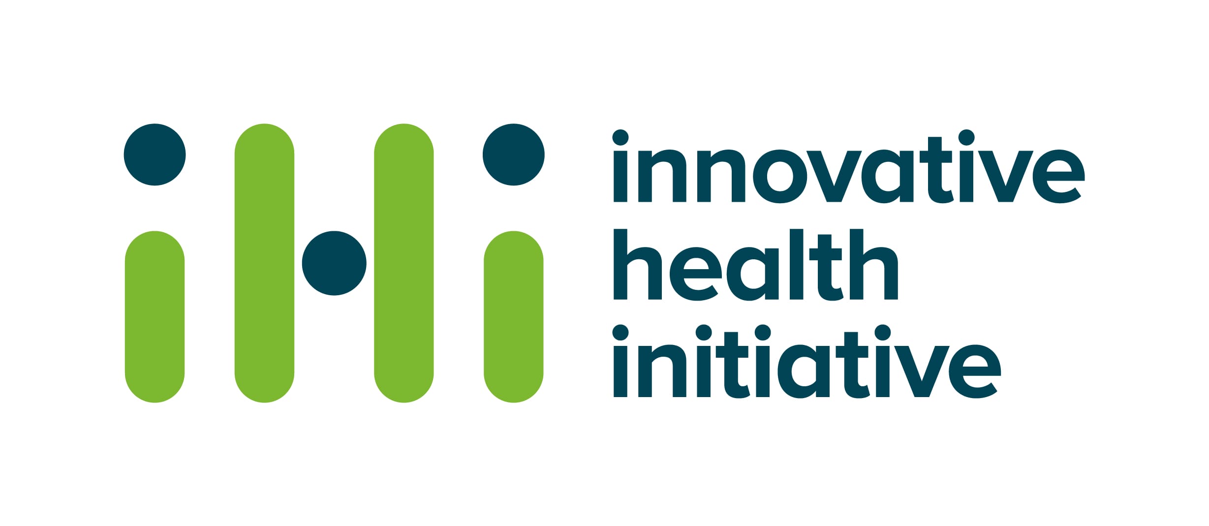 Innovative Health Initiative logo featuring green and blue stylized letters "IHI" next to the text "innovative health initiative" in dark blue.