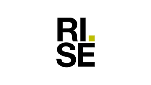 The image displays the word "RISE" in bold black capital letters stacked in two lines, with a small olive-green square after the "I" on a white background.